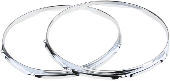 Enhanced 14" Snare Drum Hoop Set for Drummers, Silver, 8 Hole