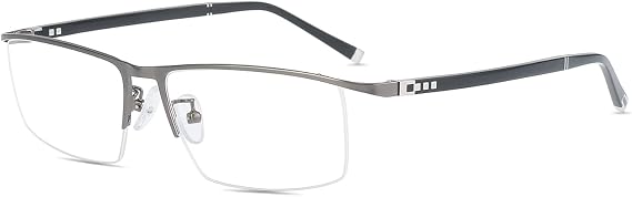 HELESBusiness Oversize Half Rim Reading Glasses Polycarbonate Blue Light Blocking Eyeglass Anti-reflection UV Coating Reader
