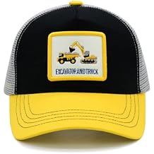 Boys Excavator Trucker Hat, Toddler Snapback Mesh Baseball Caps for Kids Ages 2-6