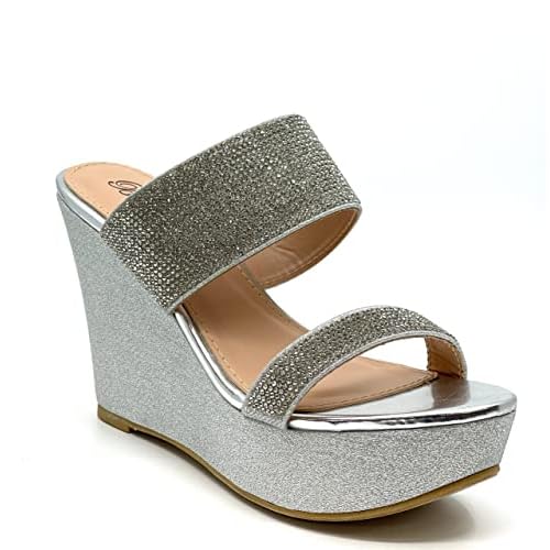 Bella Luna Women rhinestone platform wedge sandals Tammy-05