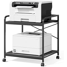 Printer Stand, 22''W X 20''D X 22.4''H Under Desk Printer Stand, 3D Printer Table with Storage, Large Printer Cart with Height Adjustable Shelf, Rolling Printer Cart with Wheels for Home Office, Black