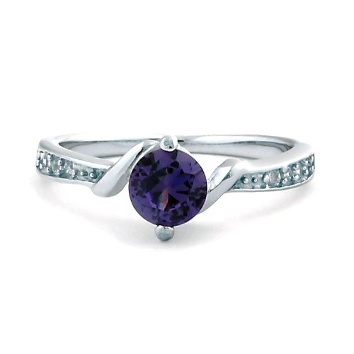 Entwined Love: Simulated Alexandrite and IOF CZ Promise Engagement Ring 925 Silver, M002