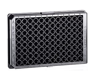 655906 Black Polystyrene Non-Binding Microplate, Flat Bottom, Chimney Style, 96 Well (Pack of 40)