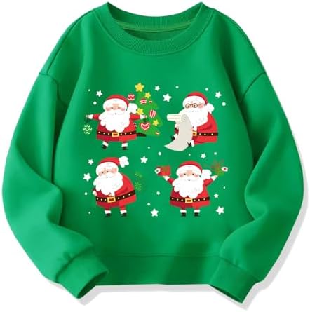 Kids Christmas Sweatshirt Boys Girls Ugly Xmas Santa Claus Graphic Shirt Toddler Pullover Long Sleeve Outfit Tops