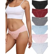 LEVAO Womens Underwear Cotton Cheeky Bikini Panties for Women Lace Stretch Hipster Ladies Briefs Multipack S-XXL