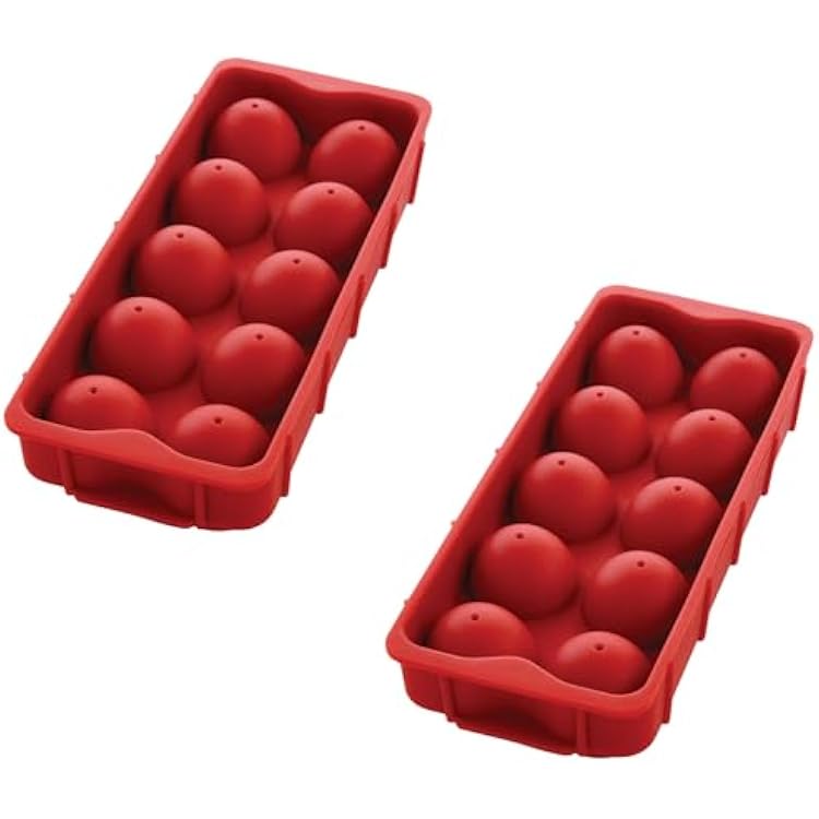 HIC Kitchen Cannonball Silicone Ice Cube Tray, Non-Stick, Set of 2 for 20 Large Ice Balls