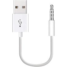 USB - 3.5mmジャックオーディオアダプター 3.5mmオスAUXオーディオジャックからUSBオス充電ケーブルアダプターコード iPod Shuffle/MP3プレーヤー/ヘッドフォン/スピーカー用 ホワイト