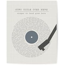 Custom Song Lyrics Wall Art Print, Blue Vinyl Record Player Music Lyric Spiral Artwork, Personalized Poster For Living Room Bedroom Apartment Dorm Gift Idea (11x14" Unframed)