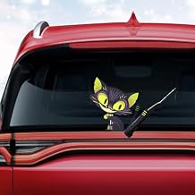 Cute Cat Rear Wiper Sticker, Funny Kitten Waving Tail Decal Double-Side Stickers Car Rear Window Docoration 3D Art Kitty Decal Back Windshield Vinyl Sticker (Smiling Cat)