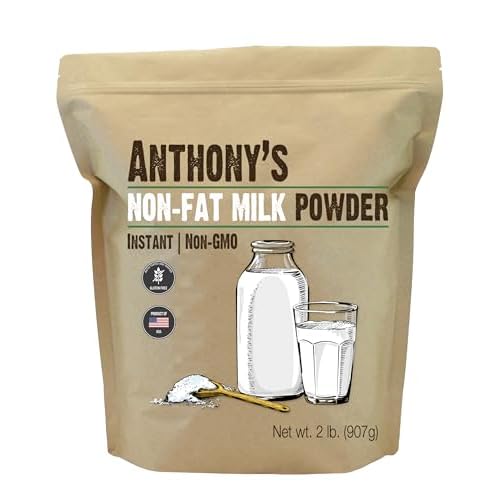 Anthonys Non Fat Milk Powder, 2 lb, Instant, Gluten Free & Non GMO