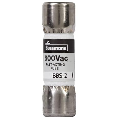 Eaton Bussmann Midget Fuse, Fast-Acting, 2A, 600V AC, Non-Indicating, 10kA at 600V AC BBS-2-1 Each