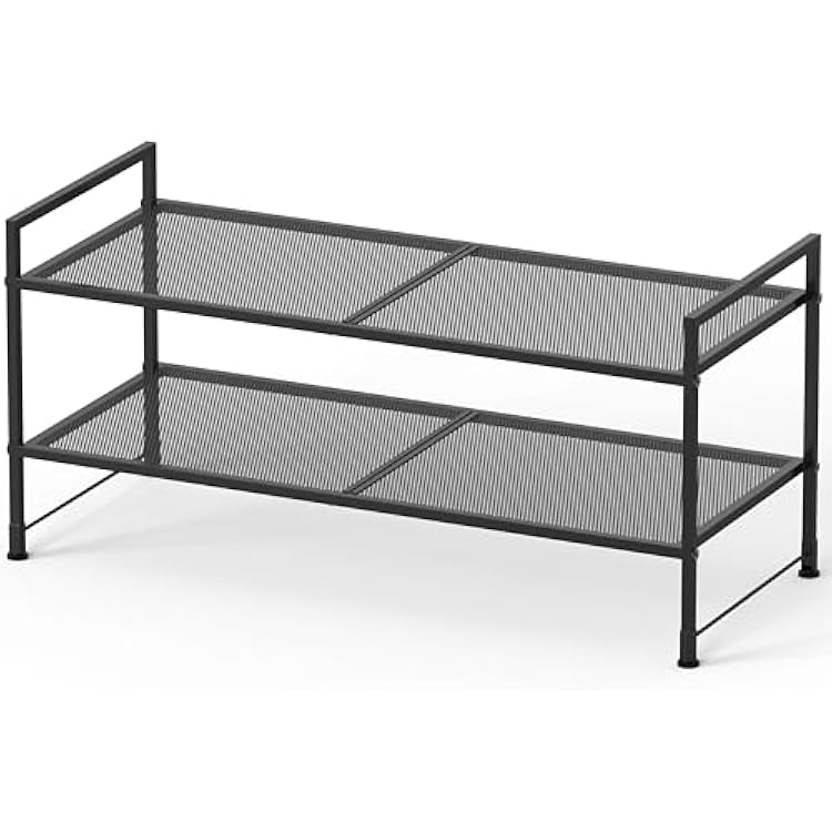 Simple Houseware 2-Tier Stackable Mesh Shoe Rack, Black