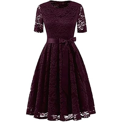 DRESSTELLS Womens Lace Graduation Dress, 2024 Formal Church Wedding Dress, Cocktail Party Midi Dress