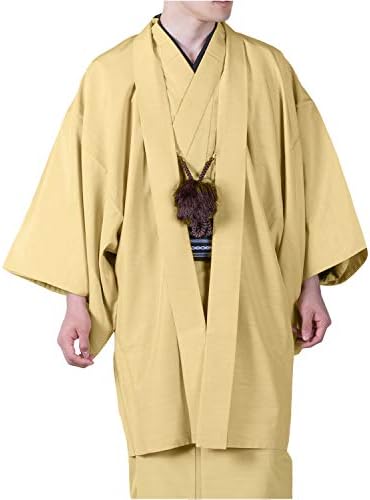 KYOETSU Mens Washable Haori Kimono Jacket Tsumugi Awase Thin Lines Patterned Pongee