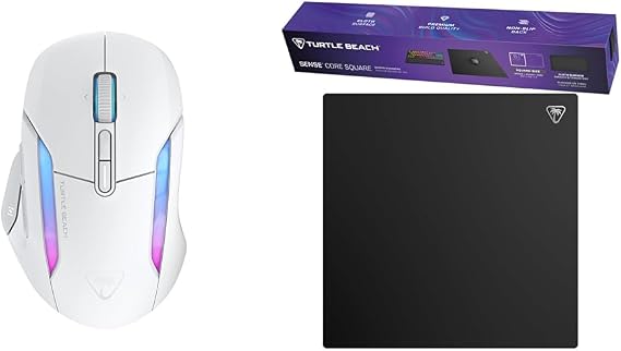 ゲーミングマウス・標準マウスパッドセット TURTLE BEACH Kone II Air ホワイト ワイヤレス + Sense Core SQ