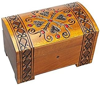 Four Hearts Handmade Wooden Box Polish Jewelry Keepsake Treasure Chest Classic Design by Enchanted World of Boxes