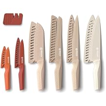 Brewin Knife set, 13 Pieces Kitchen Knives Set with Sharpener, Anti-Rust Coating and Blade Guard, Home Essentials, Camping Essentials - Muliticolor