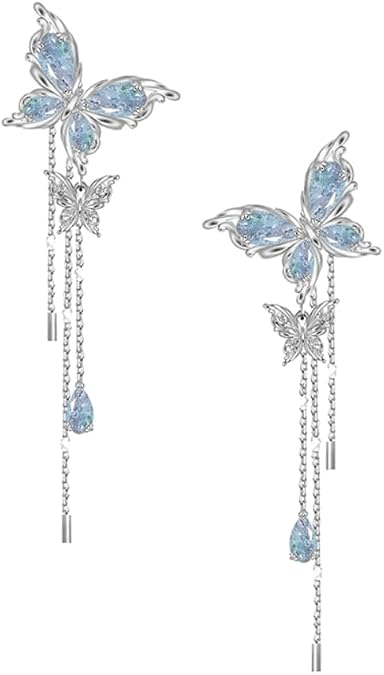 Delicate butterfly fringe chain earrings Stylish women's earrings temperament of women accessories M3179