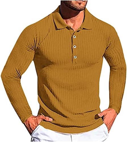 Men's T-Shirts Button Down Long Sleeve Muscle Fit Solid Work Shirt Casual Stylish Work Henley Tees Clothes 2023
