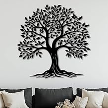Flewfar Metal Tree of Life Wall Art, Outdoor Indoor Family Tree Metal Wall Decor, Large Tree of Life Wall Art Living Room Decorations (Black, 24" x 24" / 60 x 60cm)