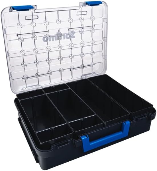 Sortimo T-BOXX 330 with 4 Inset Boxes H95 - Perfect Storage for Long Materials such as Screws & Anchor Rods Transparent Lid Flexible Dividers