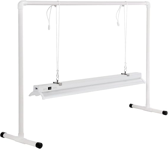 iPower LED Grow Light Stand Natural White Full Spectrum for Indoor Plant Starting Seeds and Propagating Cuttings, Height Adjustable, 2 Feet