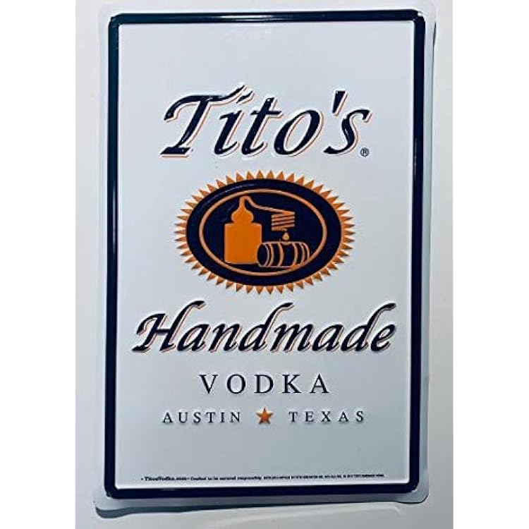 Titos Handmade Vodka White Tin Tacker Sign | Austin Texas | 12 x 8 | New