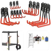TORACK 15 PCS Garage Storage System Hooks, Shelving Hooks for Keyhole Shelving Units Wall Mount Utility Hooks for Tools, Ladders, Cords, Folding Chairs, Shovels and Rakes(Orange)