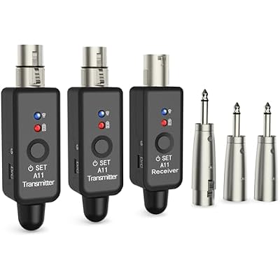 A11 2.4GHz Wireless Microphone Transmitter Receiver 4 Channels Plug-on XLR Mic Adapter Wireless Mic System for DynamicCondenser Mics, Audio Mixer, DSLR Camera,PA System 2TX  1RX