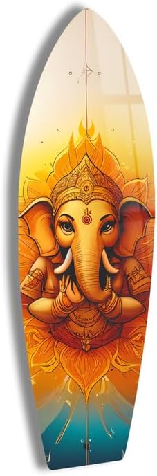 My  Buddha Orange Surfboard Wall Art Wall Decoration for living room Vertical-18x59(46x150cm)