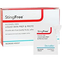 DermaRite's StingFree, Liquid Skin Prep & Shield - Alcohol-Free Wipes, Shields from Body Fluids, Adhesives and Friction - Individually Wrapped, 50 Wipes, 2 Packs, 100 Total