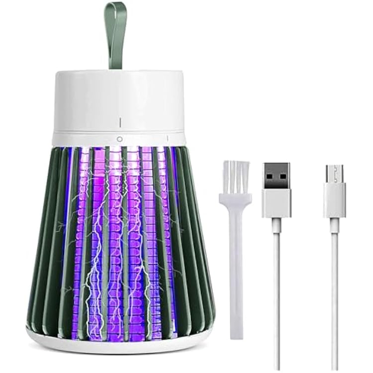 Bug Zapper Outdoor,Electric Mosquito Zapper Portable Camp Mosquito Killer,Rechargeable Indoor Fly Zapper,Electric Fly Zapper,Fly Traps,Flying Insects Zapper Indoor Outdoor Green