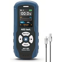 AWT-380 Rechargeable Pinless Moisture Meter for Wood, Drywall & Masonry, Wood Moisture Meter with Color Display, Adjustable Alarm, Data Records, Non-Destructive Water Leak Detector for Home
