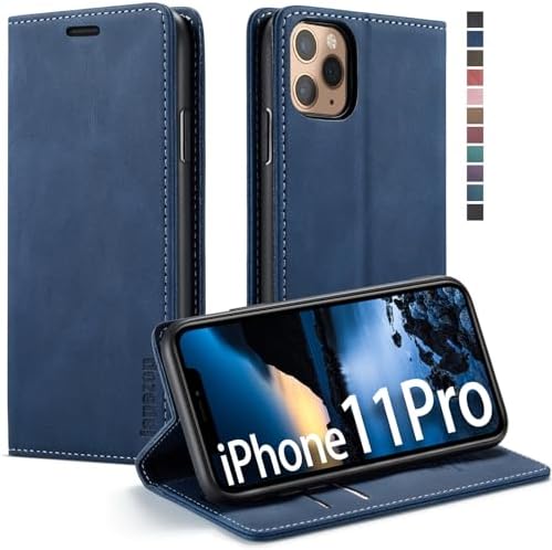 japezop Compatible with iPhone 11 Pro Case Wallet with [RFID Blocking] Credit Card Holder, Leather Flip Book Phone Case for iPhone 11 ProBlue