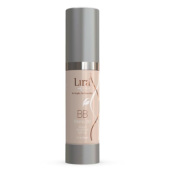 Lira Clinical BB SPF 30 Tinted Cream - Plant Stem Cells - 0.7 oz, Blanc 30 | Full Coverage, Vitamins C & E with Antioxidants - Smooths & Evens Skin Tone - Anti-Aging Moisturizer for Light Skin