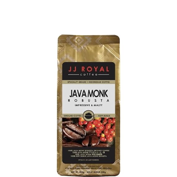 JJ Royal Java Monk Robusta (Ground Coffee), 200 Gram