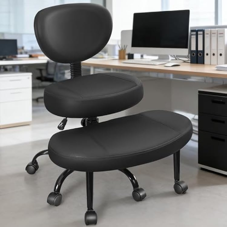 Cross Legged Office Chair with Wheels, Ergonomic Kneeling Chair with Lumbar Support and Adjustable Height for Meditation, ADHD Desk & Yoga