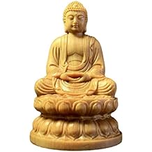 Zen Decor Amitabha Buddha Statue,Hand Carved Solid Wood Sakyamuni Sitting Figurines Home Office Decor,Feng Shui Decor Sculpture Ornament