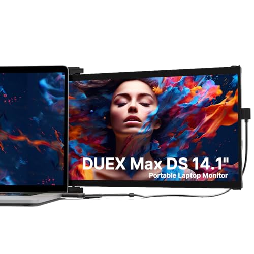 New Mobile Pixels Duex Max DS Portable Monitor, 14.1 FHD 1080P IPS Ultra Slim Laptop Screen Extender, USB AUSB CHDMI Plug and Play Laptop Monitor, WindowsMacAndroidSwitch Compatible
