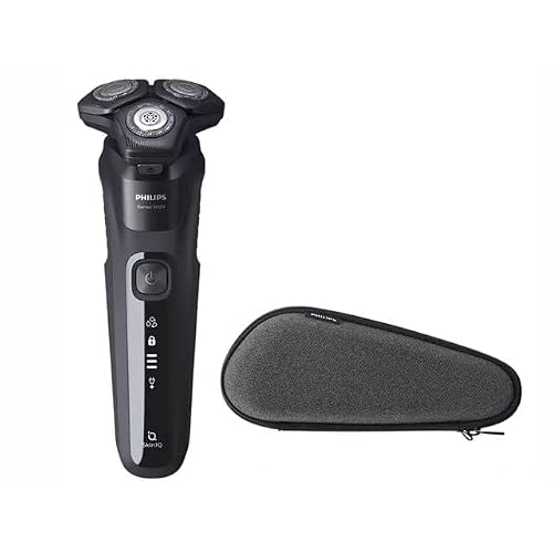 PHILIPS S558830 Rotatable Rechargeable Wet & Dry Electric Shaver 5000 Series with Storage Case, Black