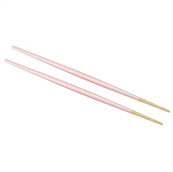 304 Stainless Steel Chopstick Japanese Sushi Gold Chopsticks Tableware Set, Lightweight and Reusable Metal Silverware for Lunch Dishwasher