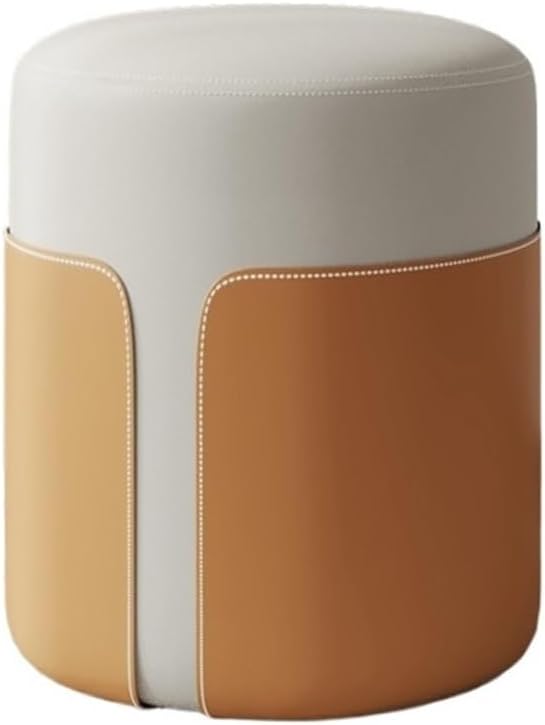 Modern Round Ottoman with Soft Padded Seat, Vanity Chairs for Makeup, Great for Living Room Bedroom Makeup Room(Size:12.6 * 12.6 * 15in) (Color : Orange)