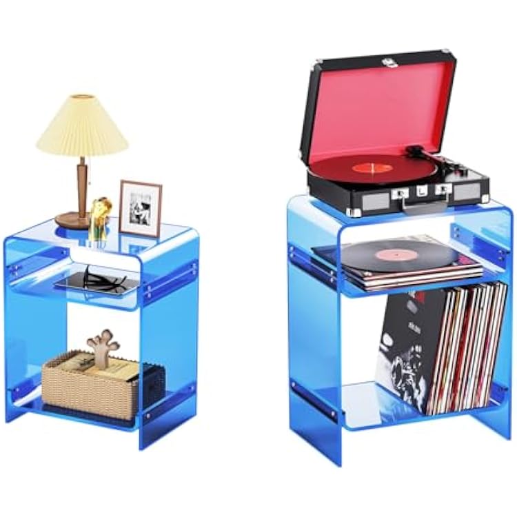 Acrylic End Table Record Player Table