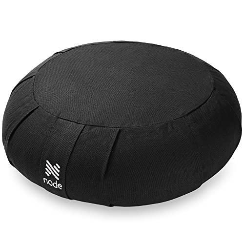 Zafu Meditation Cushion, 15 Round Buckwheat Yoga Pillow with Organic Cotton Cover