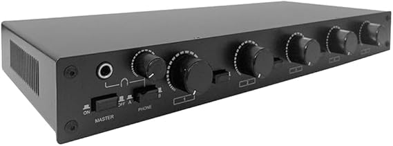 Professional 5-Zone Stereo Speaker Distribution Controller with Volume Controls