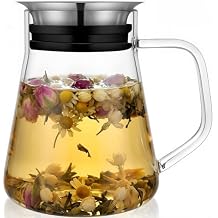 Aquach 27oz Glass Teapot with Smart Filter Lid, Stovetop Safe Borosilicate Glass Tea Kettle with Built-in Stainless Steel Infuser, Dishwasher Safe Hot & Iced Tea Maker, Plastic-Free