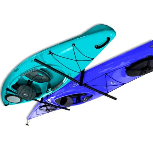StoreYourBoard Adjustable Kayak Ceiling Rack Hi Port 2 Garage Ceiling Kayak Hanger | Adjustable Overhead Kayak Storage for Recreational & Touring Kayaks | Garage Organization
