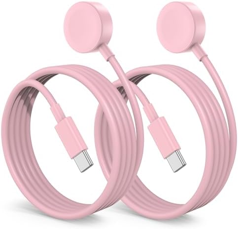 2Pack for Apple Watch Charger Cable, 3FT USB C to Magnetic Wireless Fast i-Watch Charging Cord [Portable], Compatible with iWatch Series Ultra9876SESE25432 - Pink