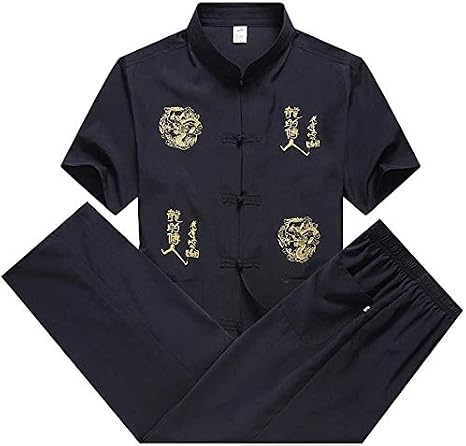 TaiChi Uniform,Tai Chi Clothing, Men's Tang Suit, Chinese Traditional Kung Fu Uniform Short Sleeve Comfortable Morning Exercise Clothing Tai Chi Shirt(A_40)