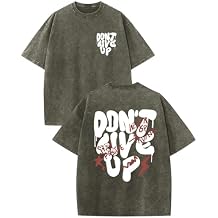 Oversized Tshirts for Men Graphic Vintage Tees Streetwear Shirts Acid Wash Tshirt Positive Letter Print Cotton Tops